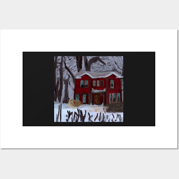 A Home in The Winter Woods. Wall Art by HappyRandomArt